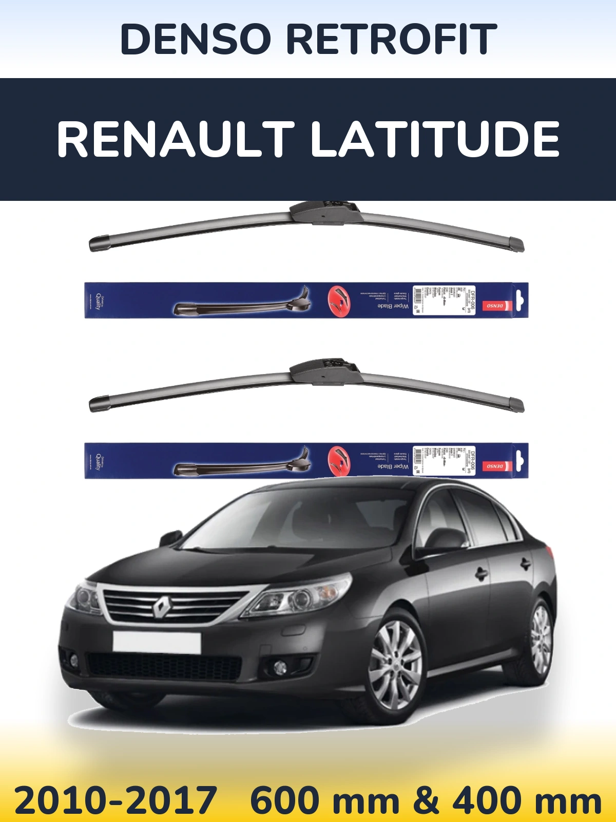 Sada předních stěračů Denso Retrofit 600 a 400 mm pro Renault Latitude 2010-2017