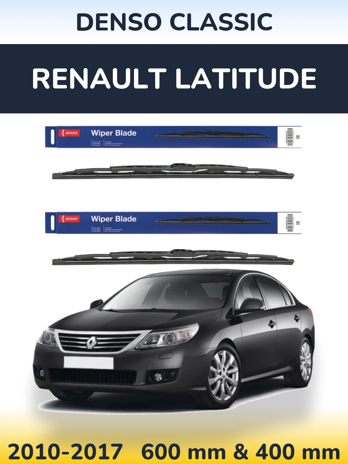 Sada předních stěračů Denso Classic 600 a 400 mm pro Renault Latitude 2010-2017