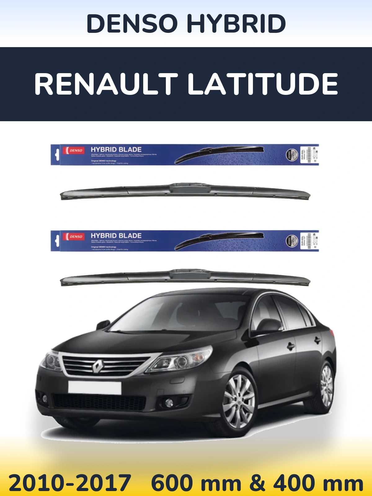 Sada předních stěračů Denso Hybrid 600 a 400 mm pro Renault Latitude 2010-2017