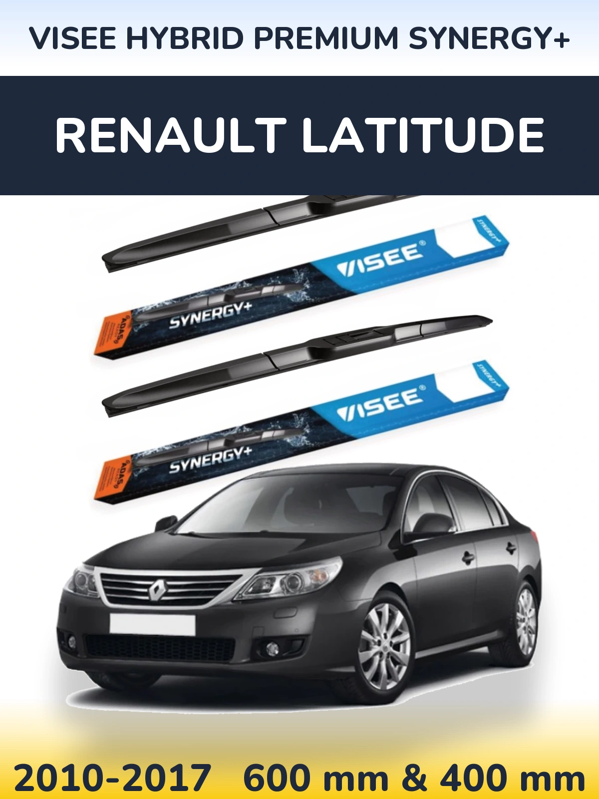Sada předních stěračů VISEE HYBRID PREMIUM SYNERGY+ 600 a 400 mm pro Renault Latitude 2010-2017