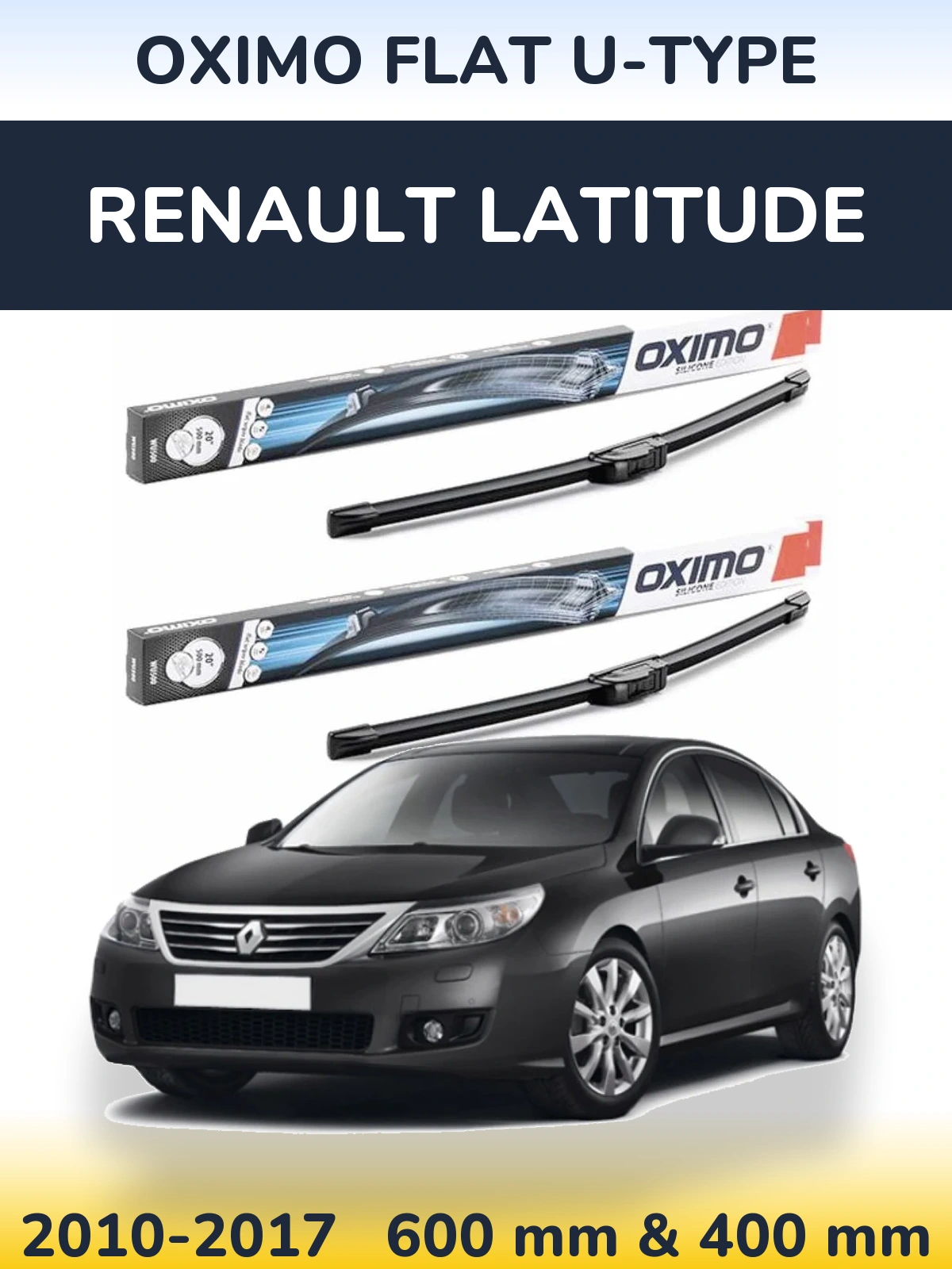 Sada předních stěračů Oximo Flat U-type 600 a 400 mm pro Renault Latitude 2010-2017