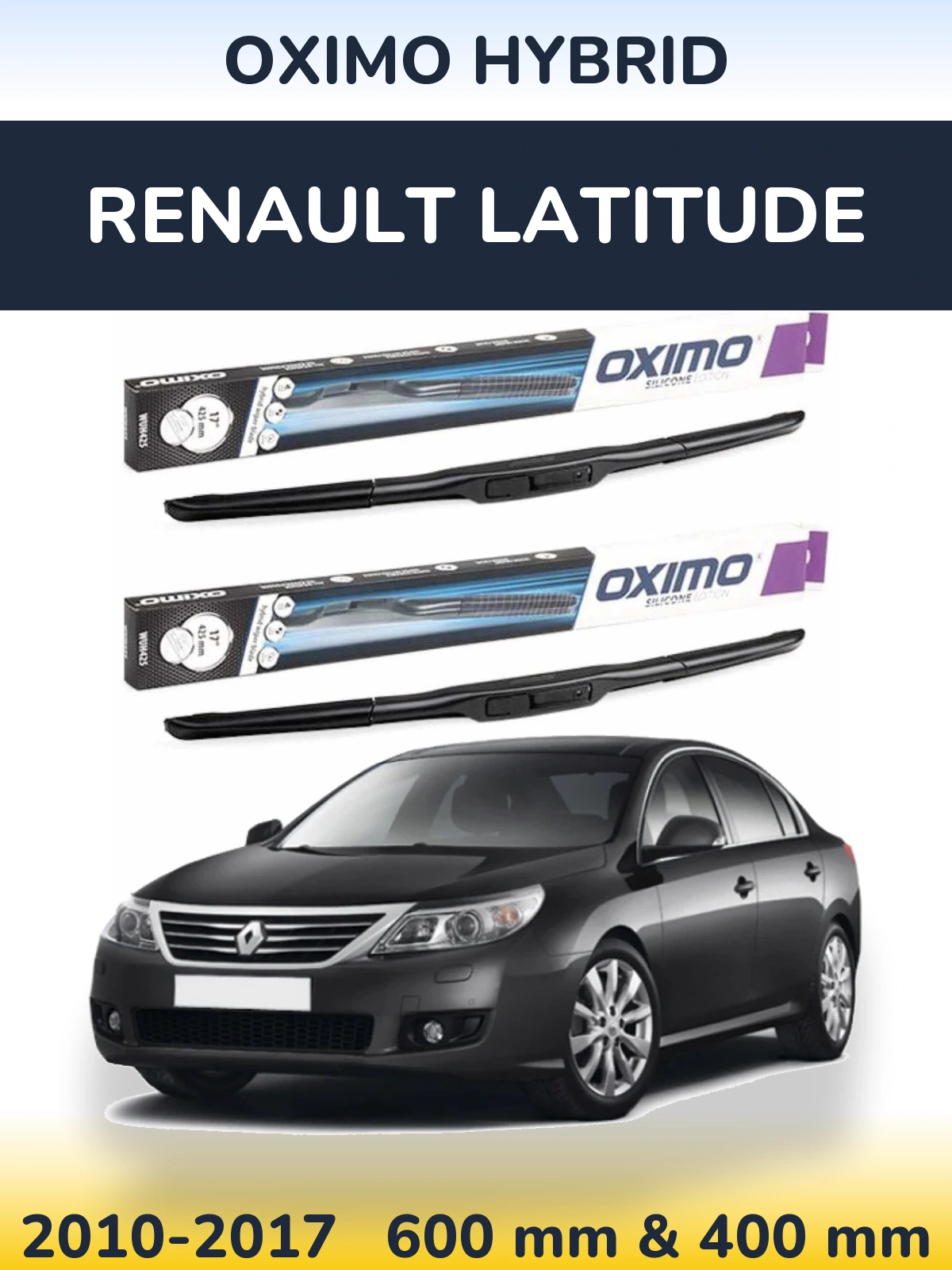 Sada předních stěračů Oximo Hybrid 600 a 400 mm pro Renault Latitude 2010-2017