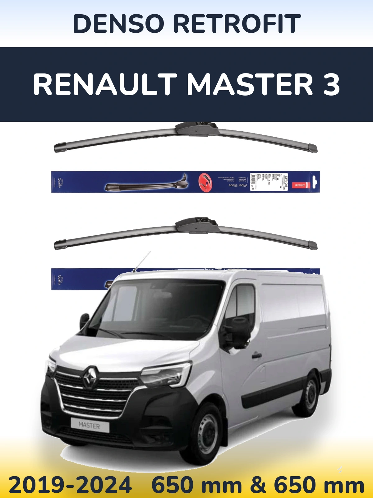 Sada předních stěračů Denso Retrofit 650 a 650 mm pro Renault Master 3 2019-2024