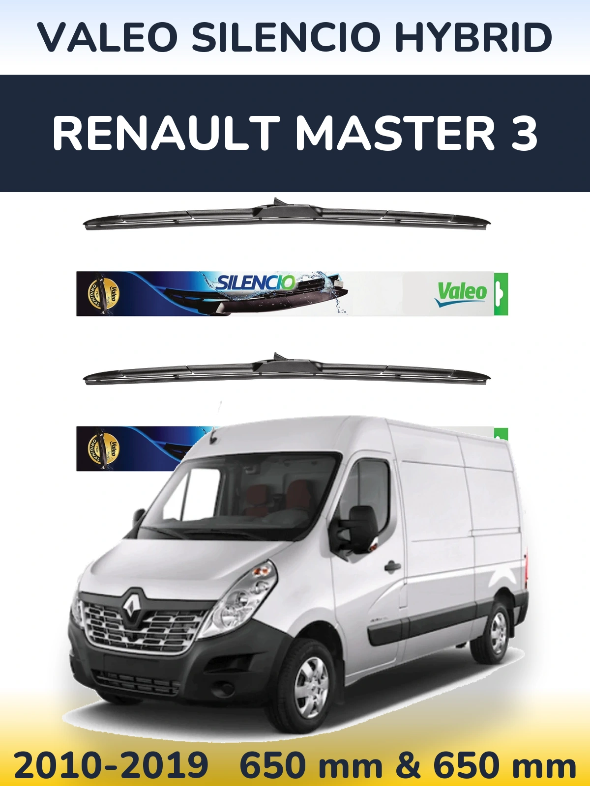 Комплект передніх щіток Valeo Silencio Hybrid 650 & 650 мм для Renault Master 3 2010-2019