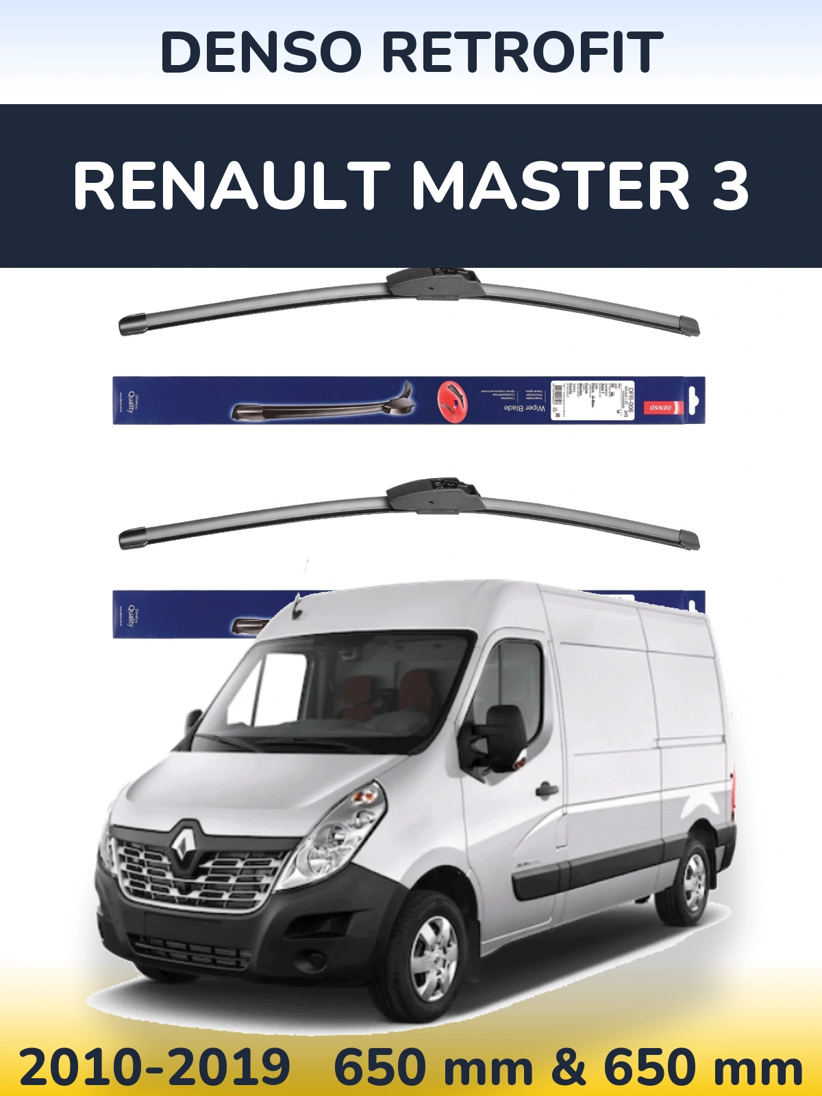Sada předních stěračů Denso Retrofit 650 a 650 mm pro Renault Master 3 2010-2019