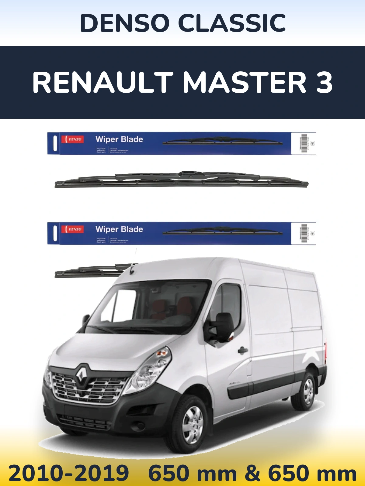 Sada předních stěračů Denso Classic 650 a 650 mm pro Renault Master 3 2010-2019