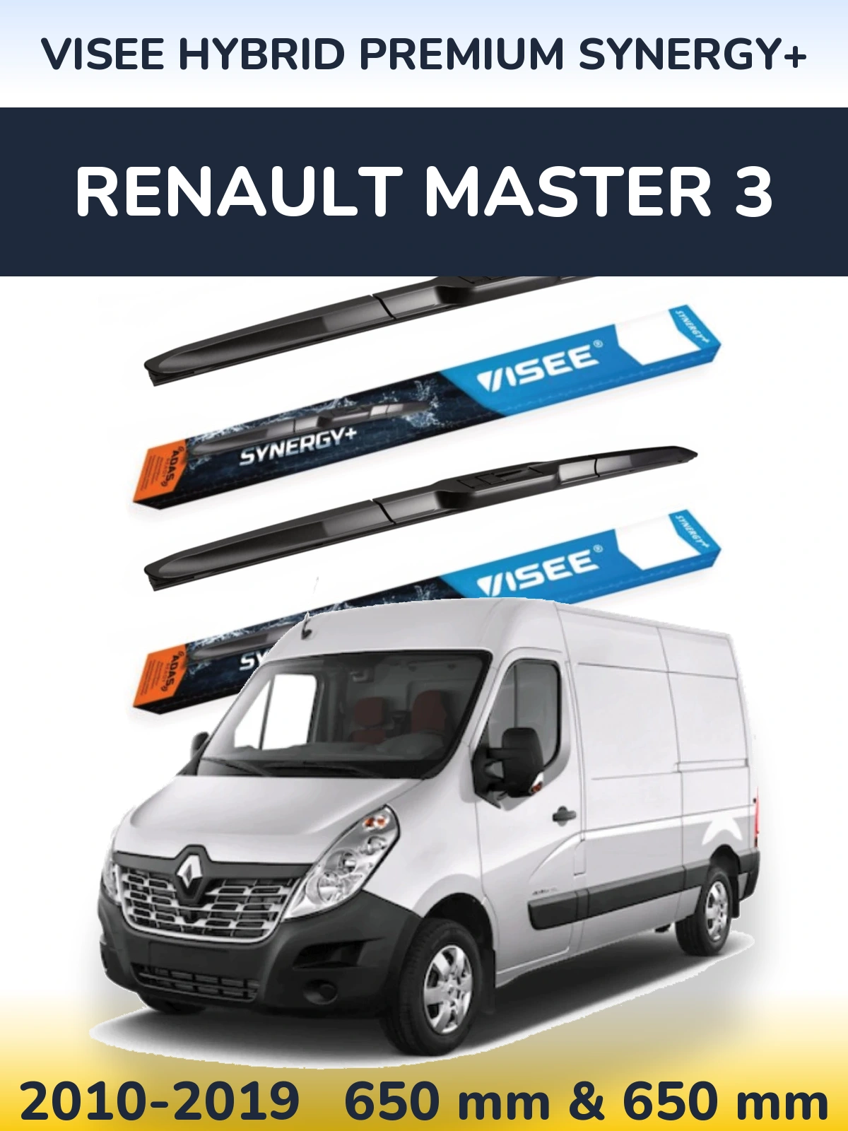 Sada předních stěračů VISEE HYBRID PREMIUM SYNERGY+ 650 a 650 mm pro Renault Master 3 2010-2019