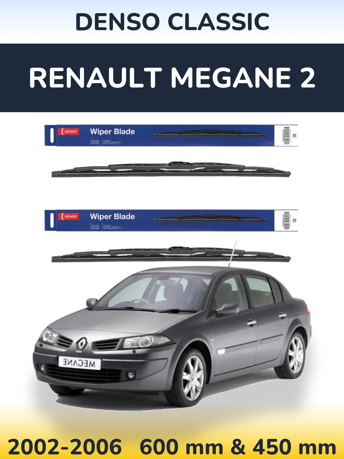 Sada předních stěračů Denso Classic 600 a 450 mm pro Renault Megane 2 2002-2006