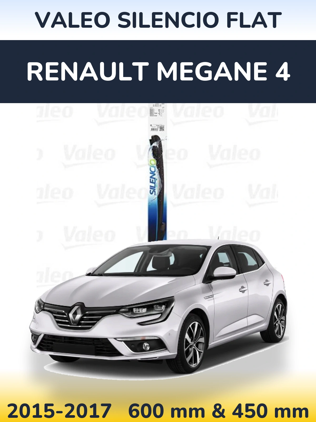 Sada předních stěračů Valeo Silencio Flat 600 a 450 mm pro Renault Megane 4 2015-2017