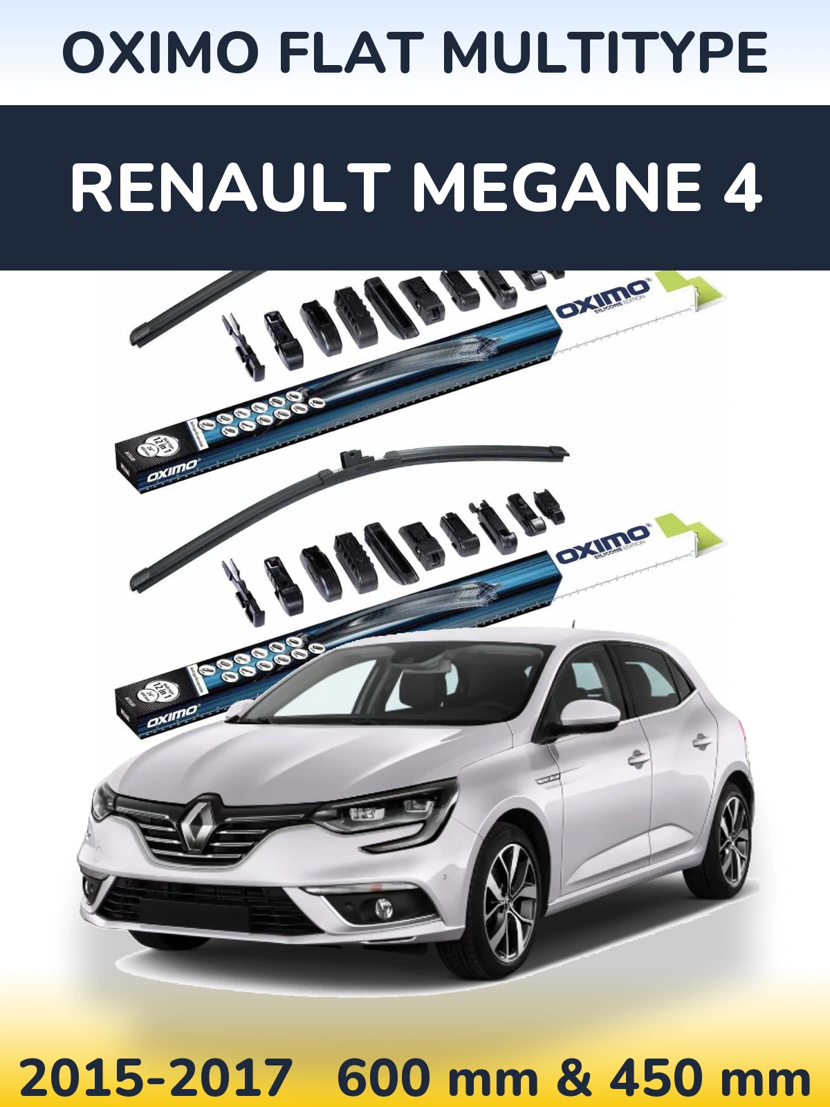 Sada předních stěračů Oximo Flat MultiType 600 a 450 mm pro Renault Megane 4 2015-2017