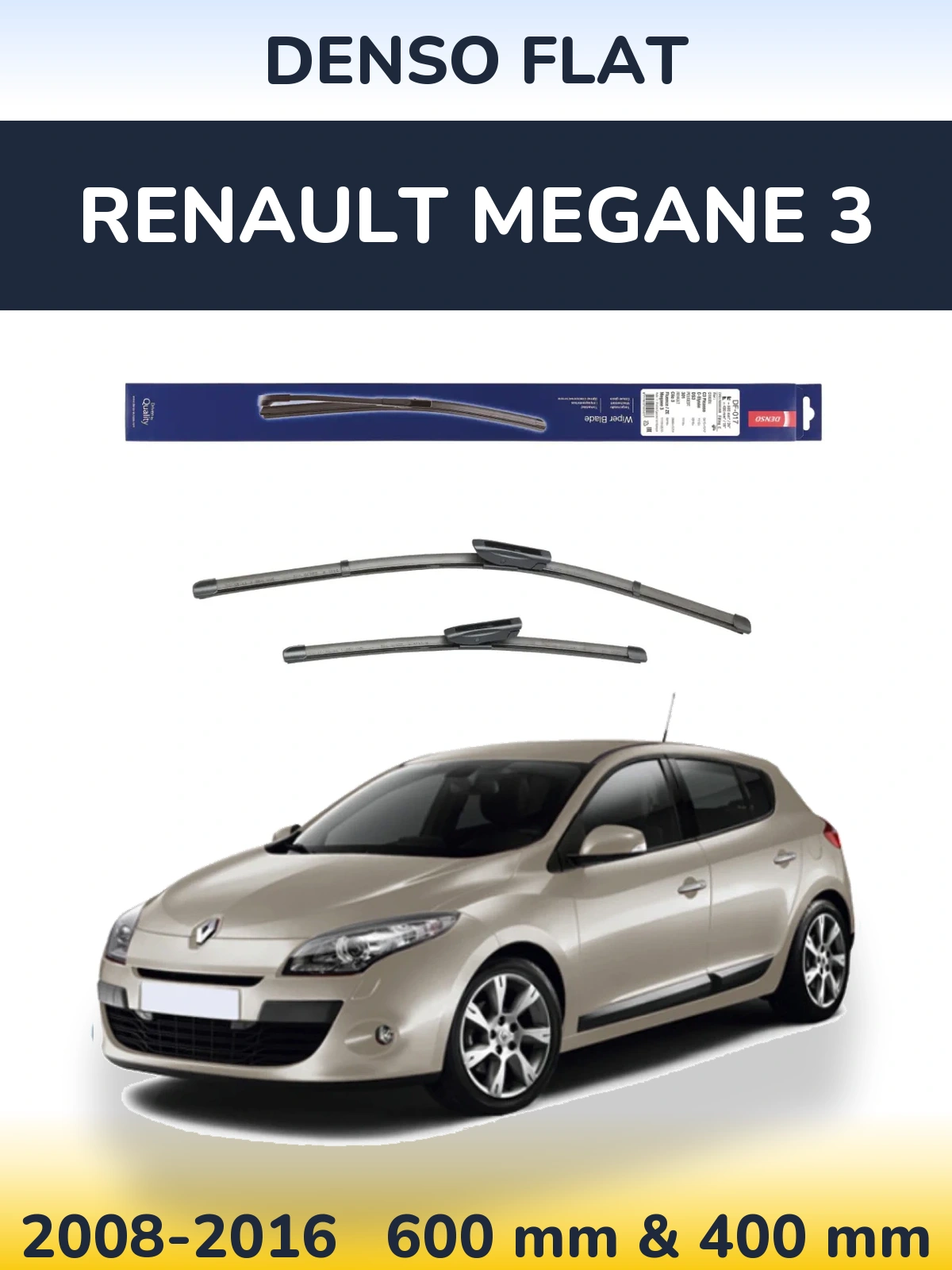 Sada předních stěračů Denso Flat 600 a 400 mm pro Renault Megane 3 2008-2016