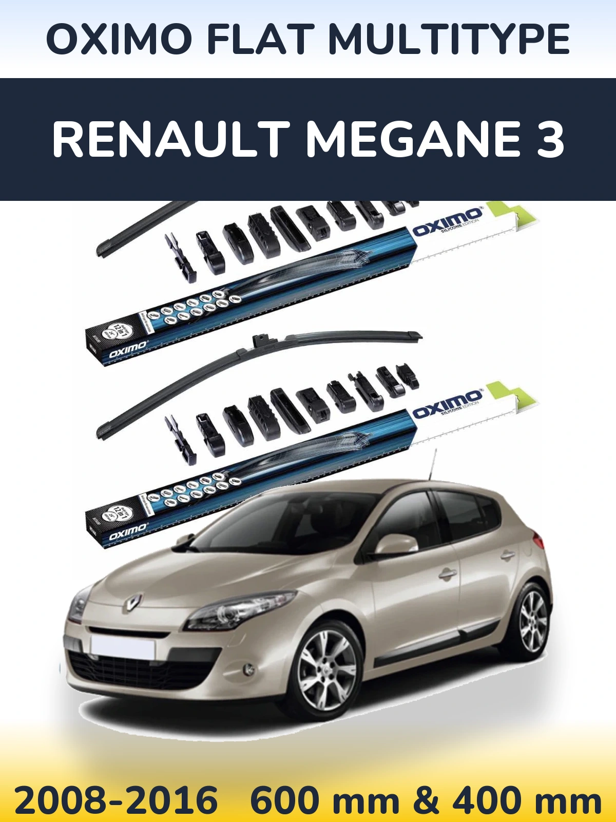 Sada předních stěračů Oximo Flat MultiType 600 a 400 mm pro Renault Megane 3 2008-2016