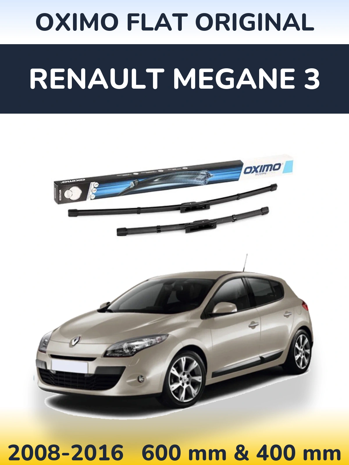 Sada předních stěračů Oximo Flat Original 600 a 400 mm pro Renault Megane 3 2008-2016