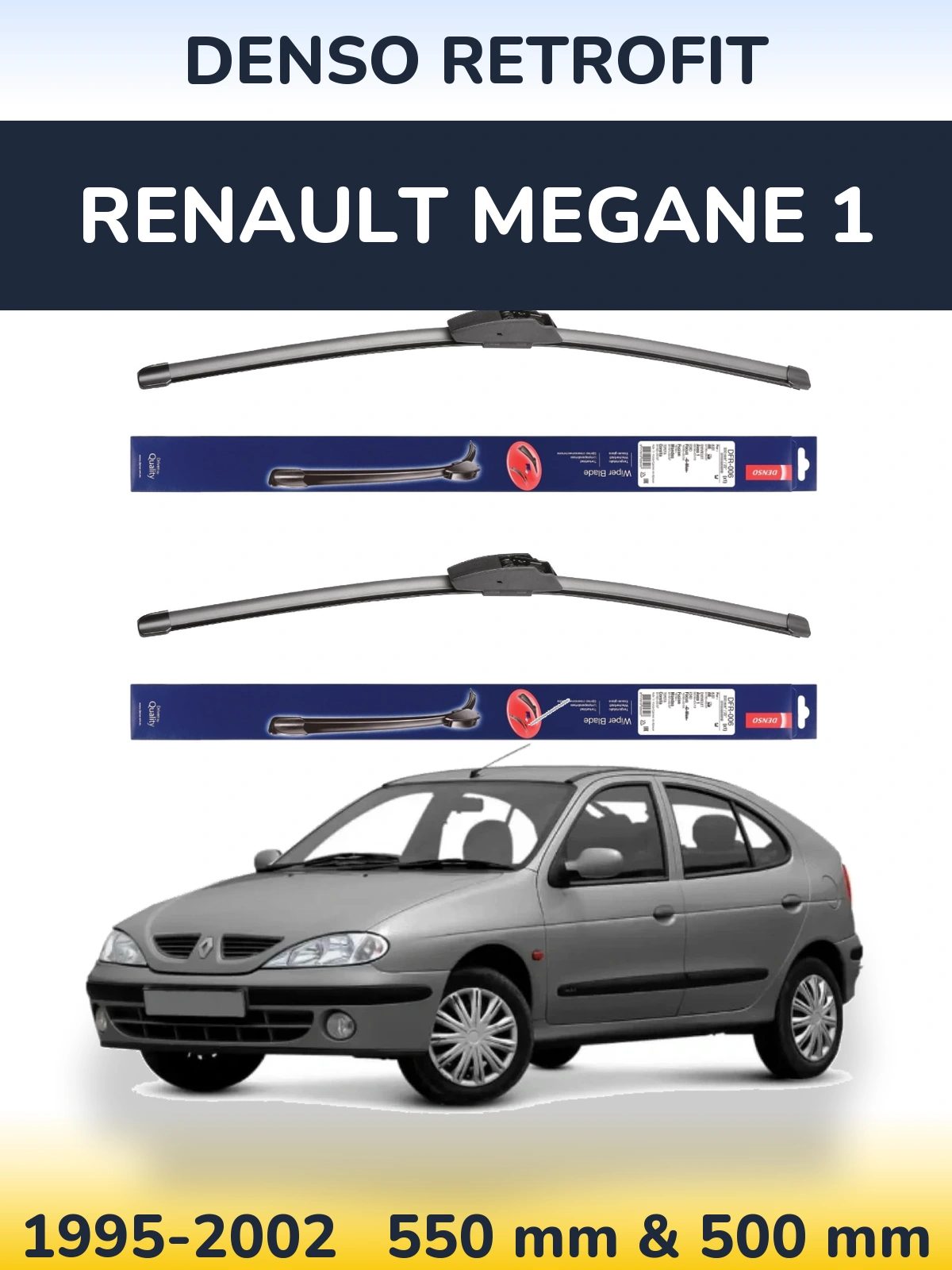 Sada předních stěračů Denso Retrofit 550 a 500 mm pro Renault Megane 1 1995-2002
