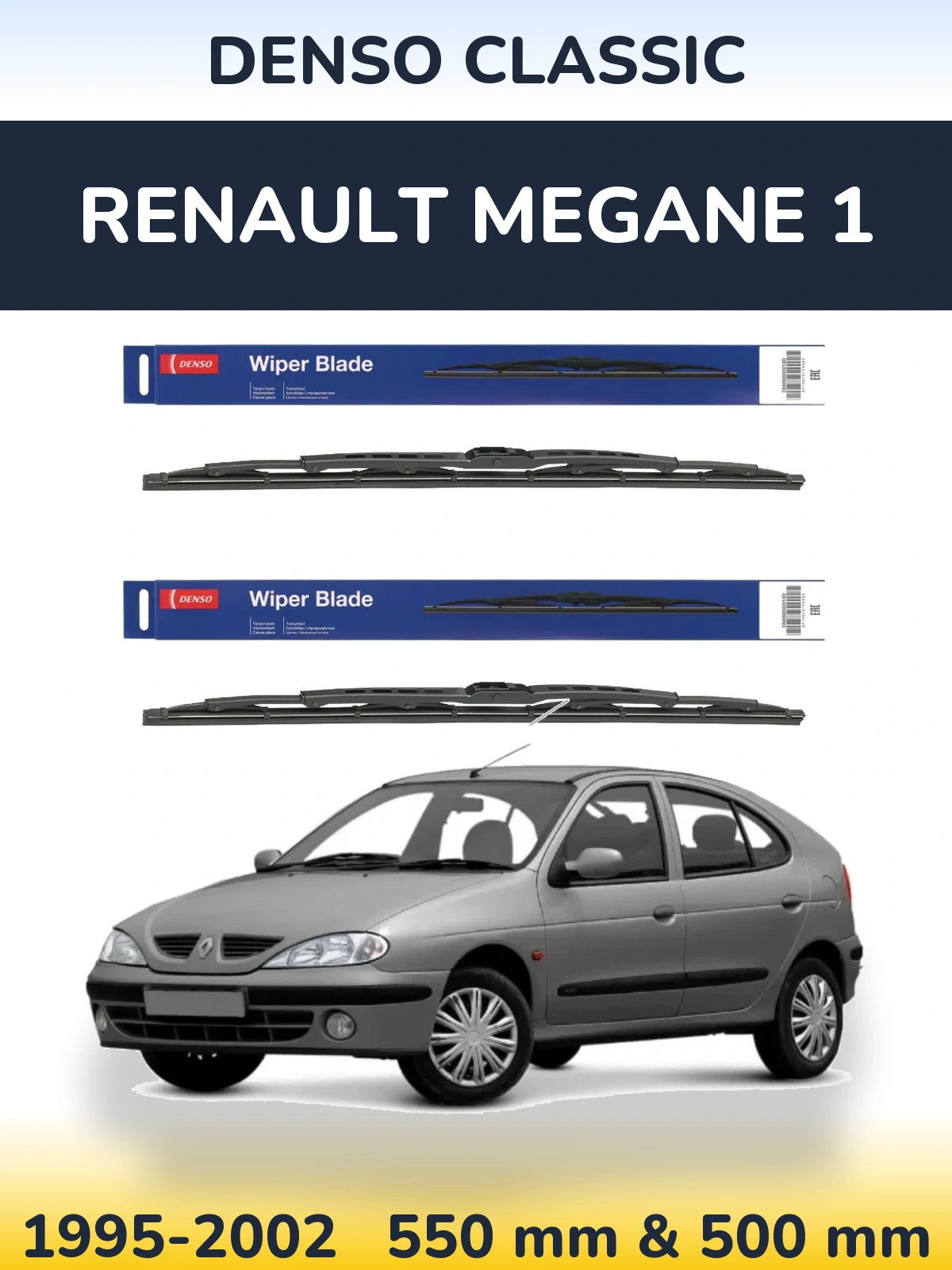 Sada předních stěračů Denso Classic 550 a 500 mm pro Renault Megane 1 1995-2002