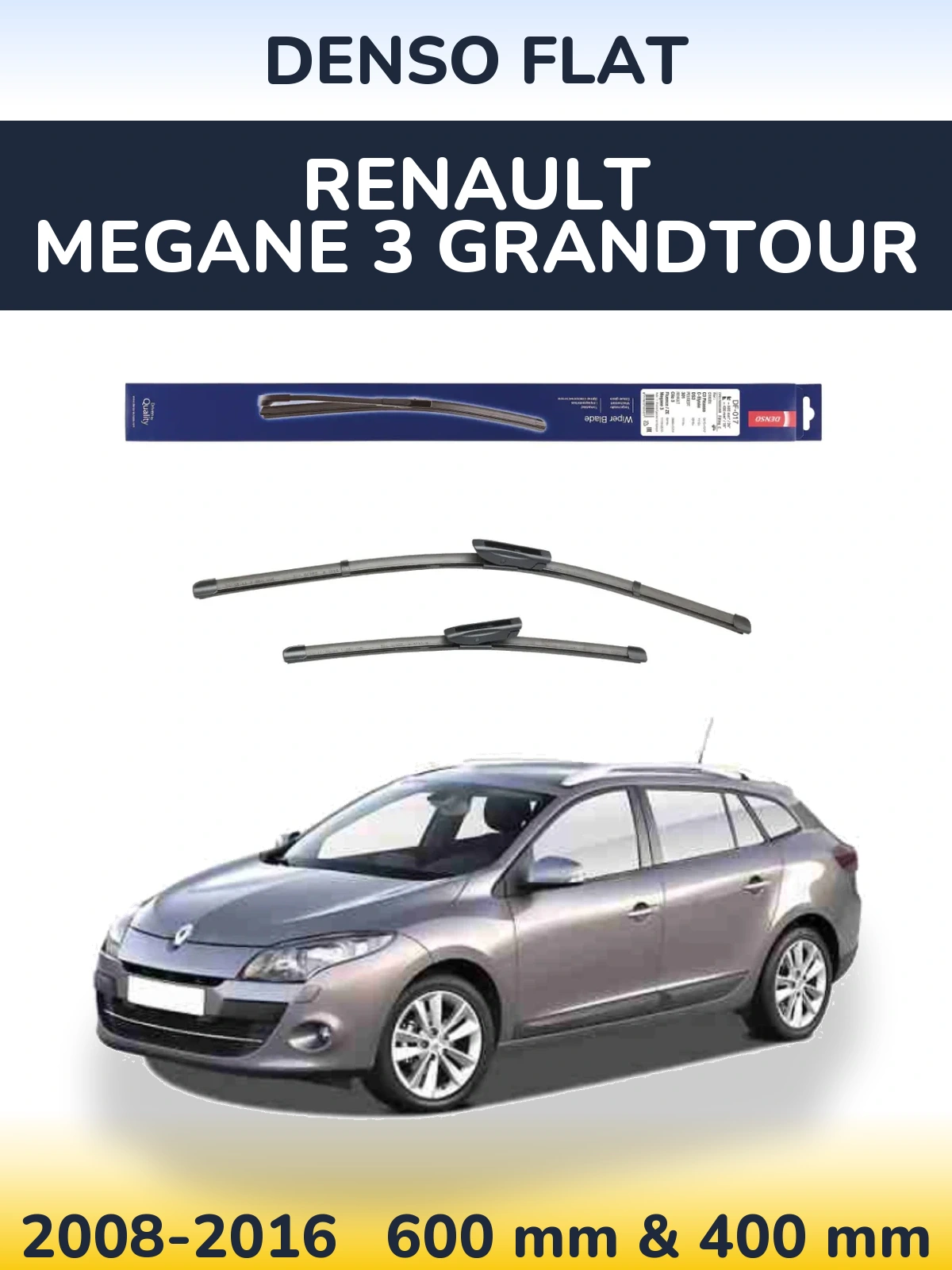 Sada předních stěračů Denso Flat 600 a 400 mm pro Renault Megane 3 Grandtour 2008-2016