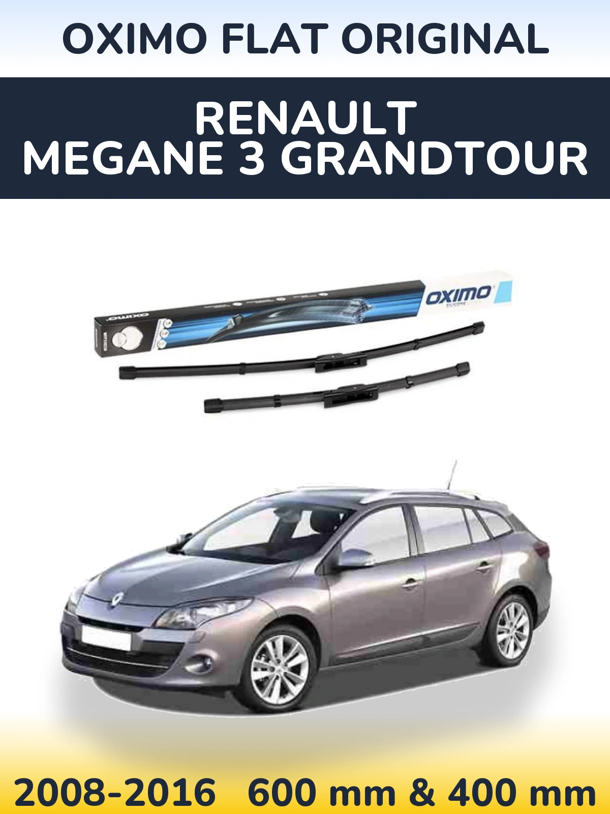 Sada předních stěračů Oximo Flat Original 600 a 400 mm pro Renault Megane 3 Grandtour 2008-2016