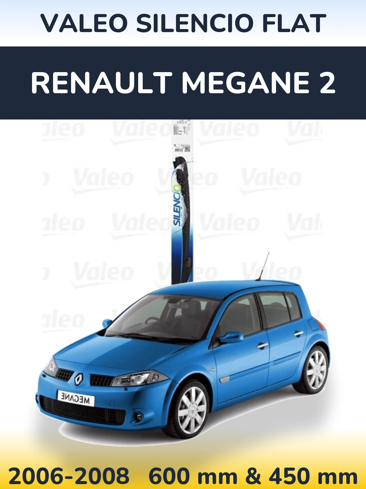 Sada předních stěračů Valeo Silencio Flat 600 a 450 mm pro Renault Megane 2 2006-2008
