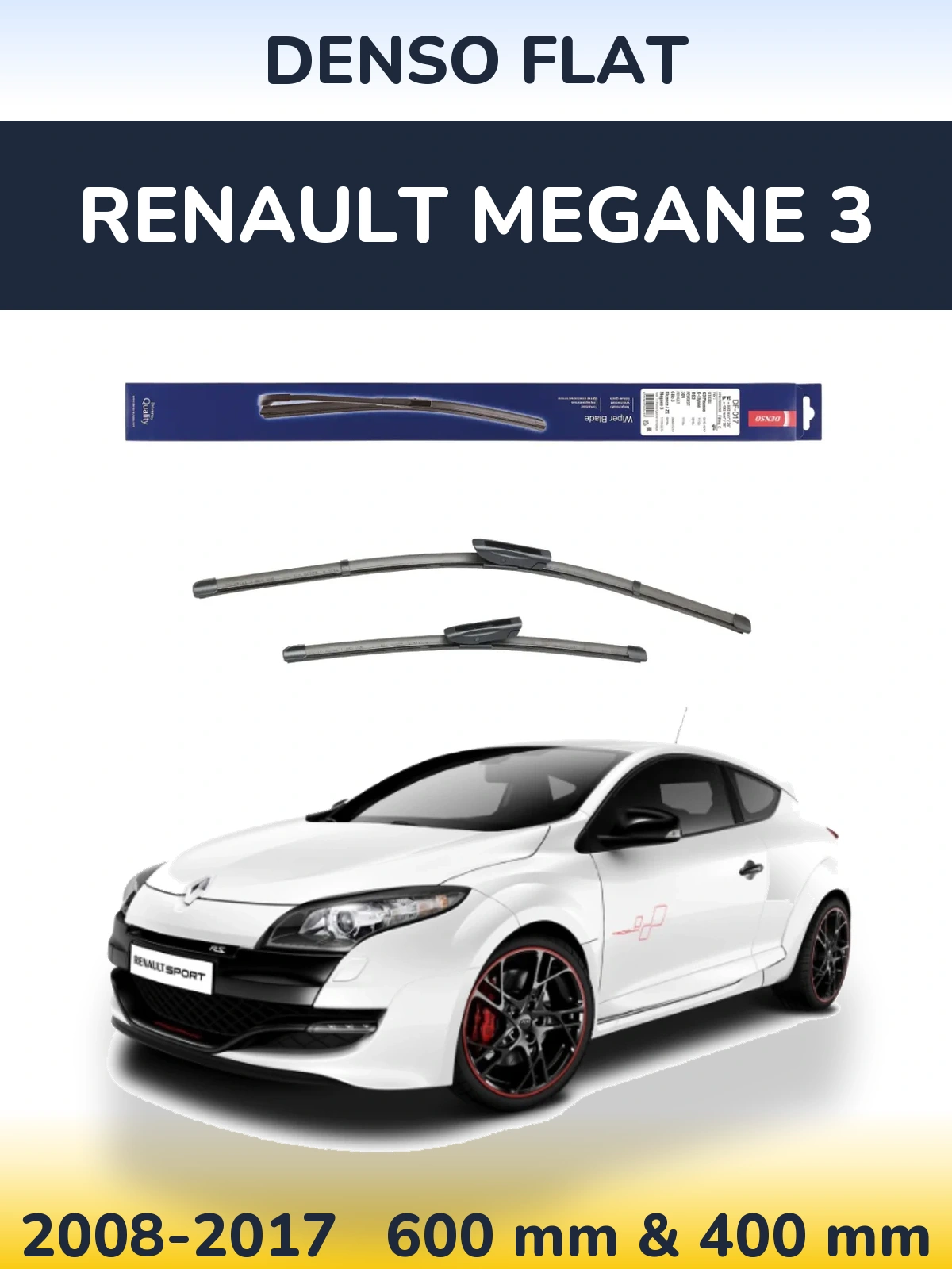 Sada předních stěračů Denso Flat 600 a 400 mm pro Renault Megane 3 2008-2017