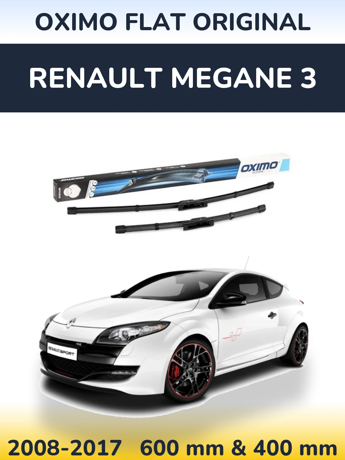 Sada předních stěračů Oximo Flat Original 600 a 400 mm pro Renault Megane 3 2008-2017