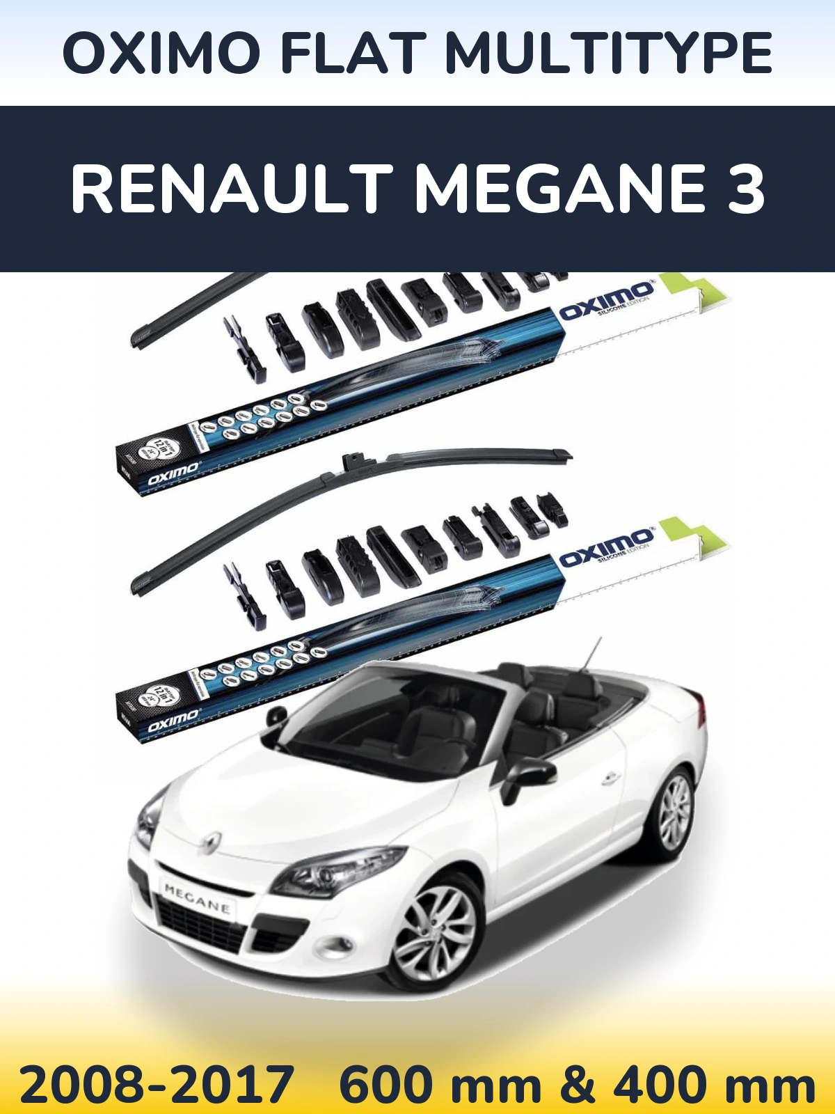 Sada předních stěračů Oximo Flat MultiType 600 a 400 mm pro Renault Megane 3 2008-2017