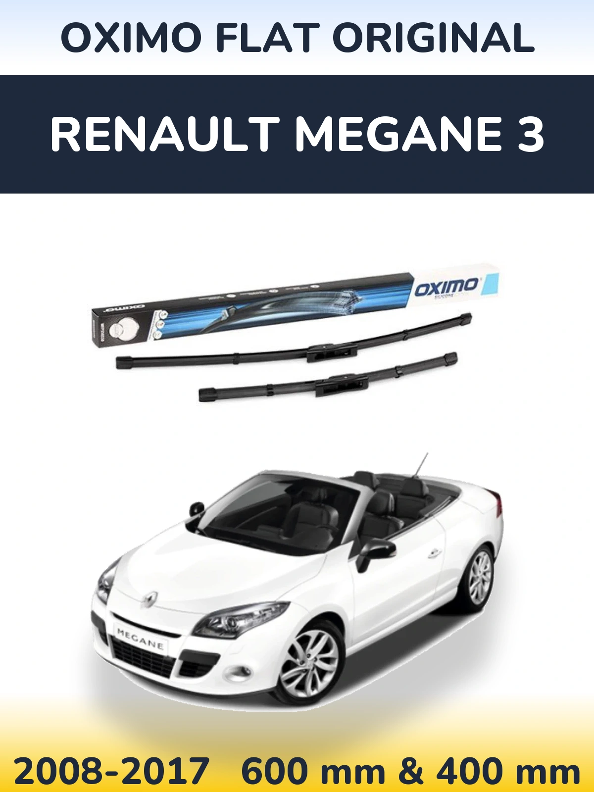 Sada předních stěračů Oximo Flat Original 600 a 400 mm pro Renault Megane 3 2008-2017