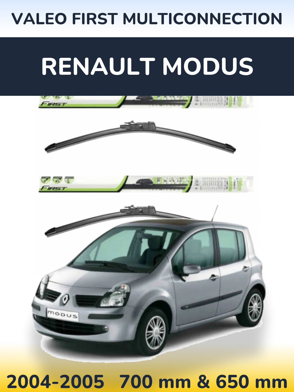 Sada předních stěračů Valeo First MultiConnection 700 a 650 mm pro Renault Modus 2004-2005