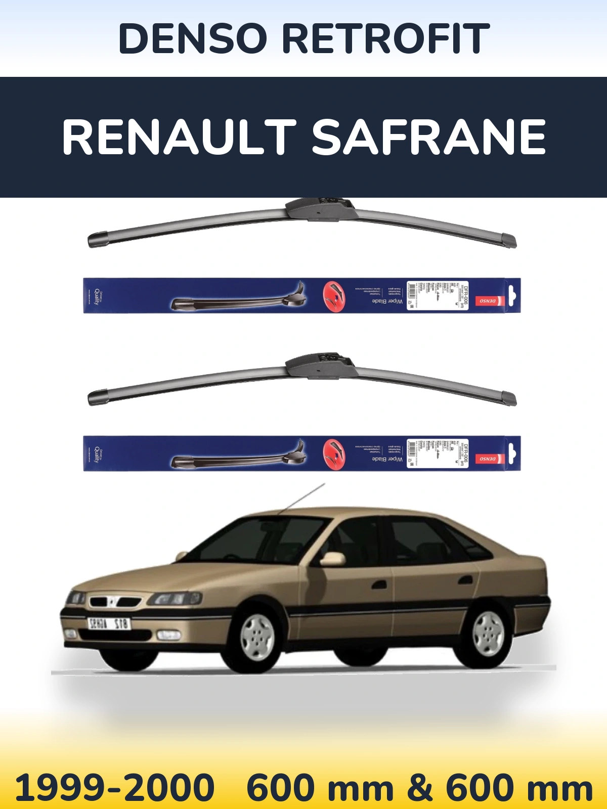 Sada předních stěračů Denso Retrofit 600 a 600 mm pro Renault Safrane 1999-2000