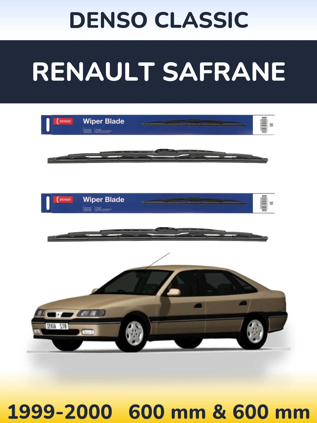 Sada předních stěračů Denso Classic 600 a 600 mm pro Renault Safrane 1999-2000