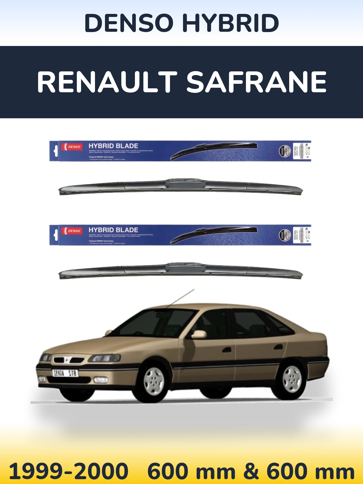 Sada předních stěračů Denso Hybrid 600 a 600 mm pro Renault Safrane 1999-2000
