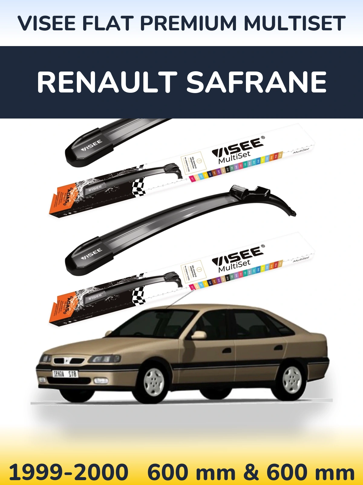 Sada předních stěračů VISEE FLAT PREMIUM MultiSet 600 a 600 mm pro Renault Safrane 1999-2000