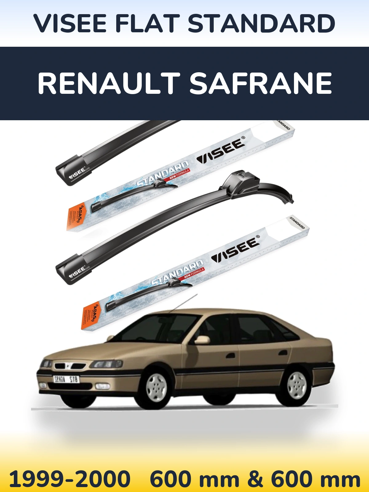 Sada předních stěračů VISEE FLAT STANDARD 600 a 600 mm pro Renault Safrane 1999-2000