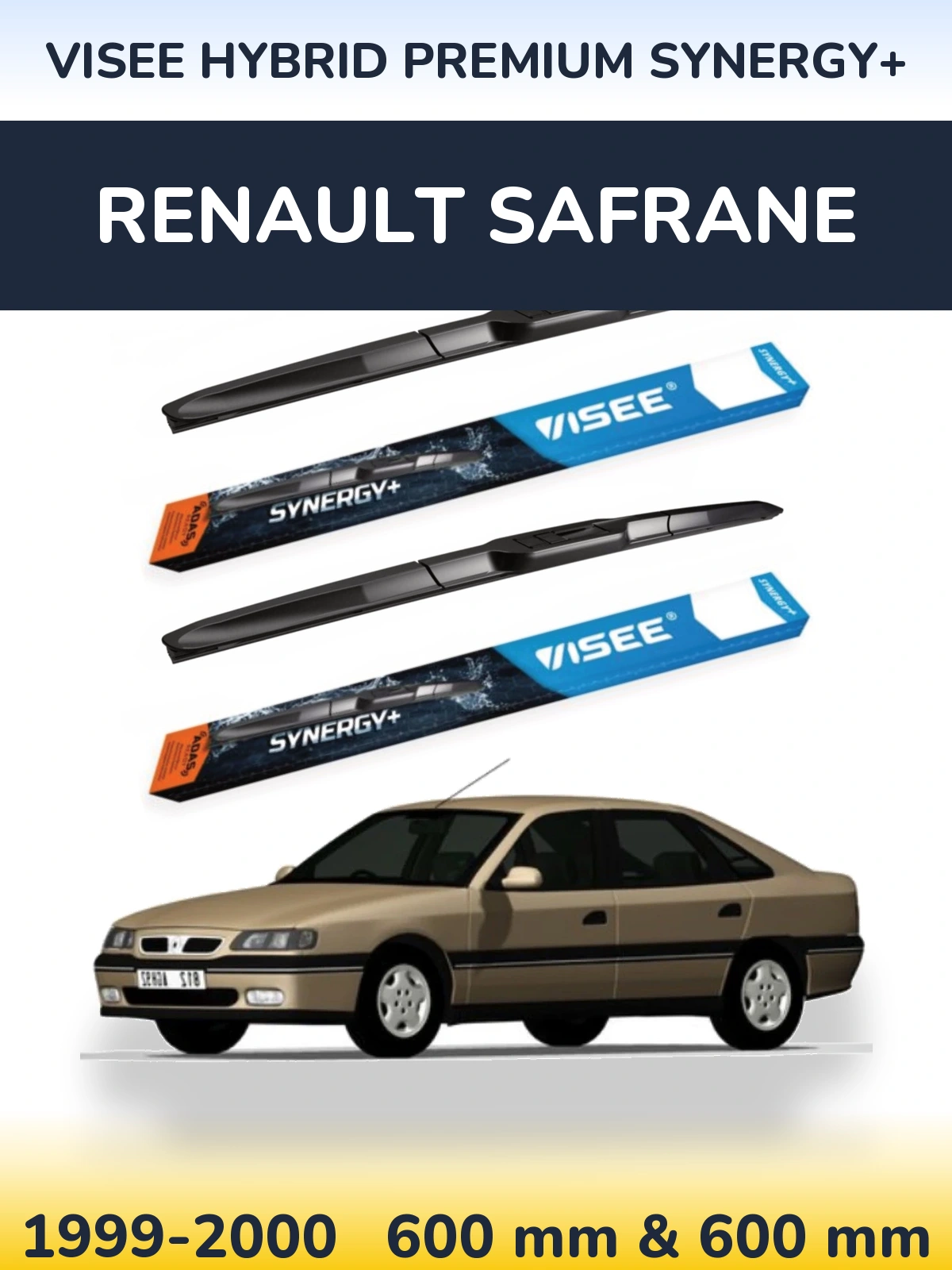 Sada předních stěračů VISEE HYBRID PREMIUM SYNERGY+ 600 a 600 mm pro Renault Safrane 1999-2000