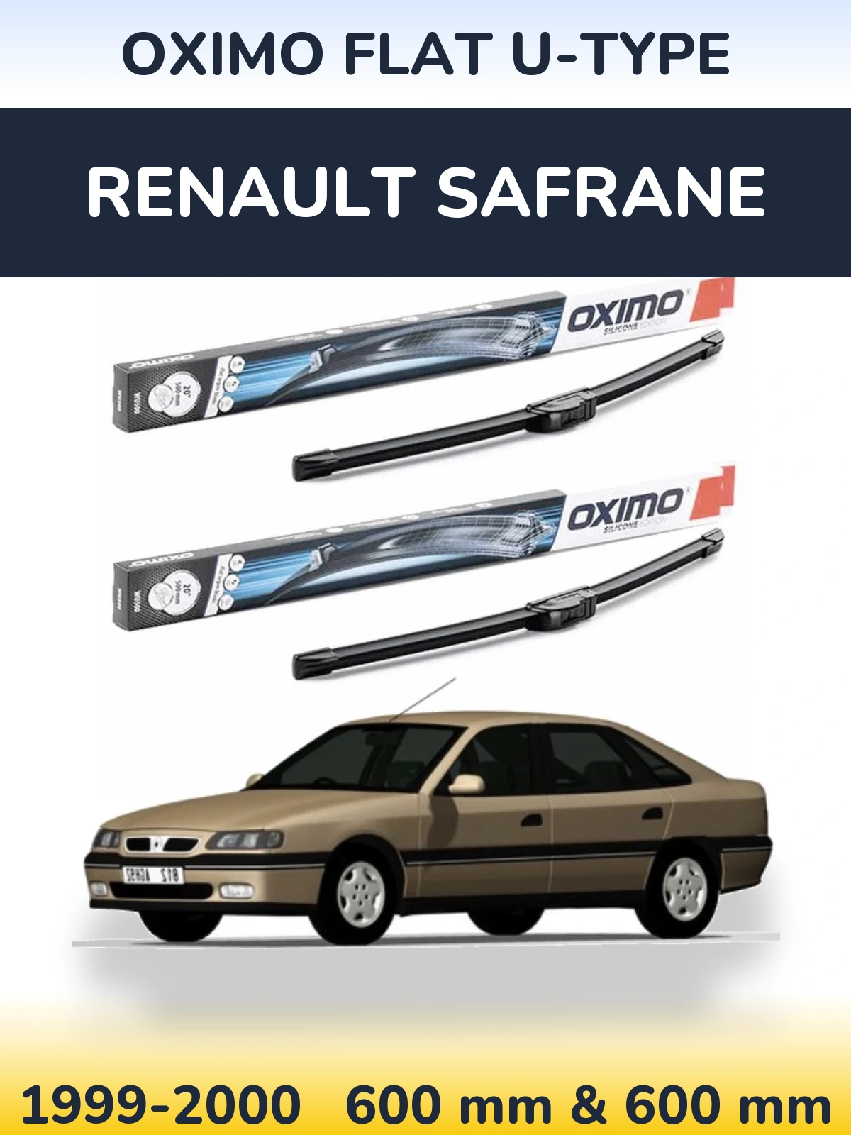Sada předních stěračů Oximo Flat U-type 600 a 600 mm pro Renault Safrane 1999-2000