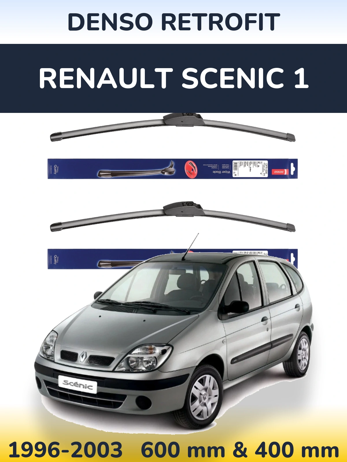 Sada předních stěračů Denso Retrofit 600 a 400 mm pro Renault Scenic 1 1996-2003