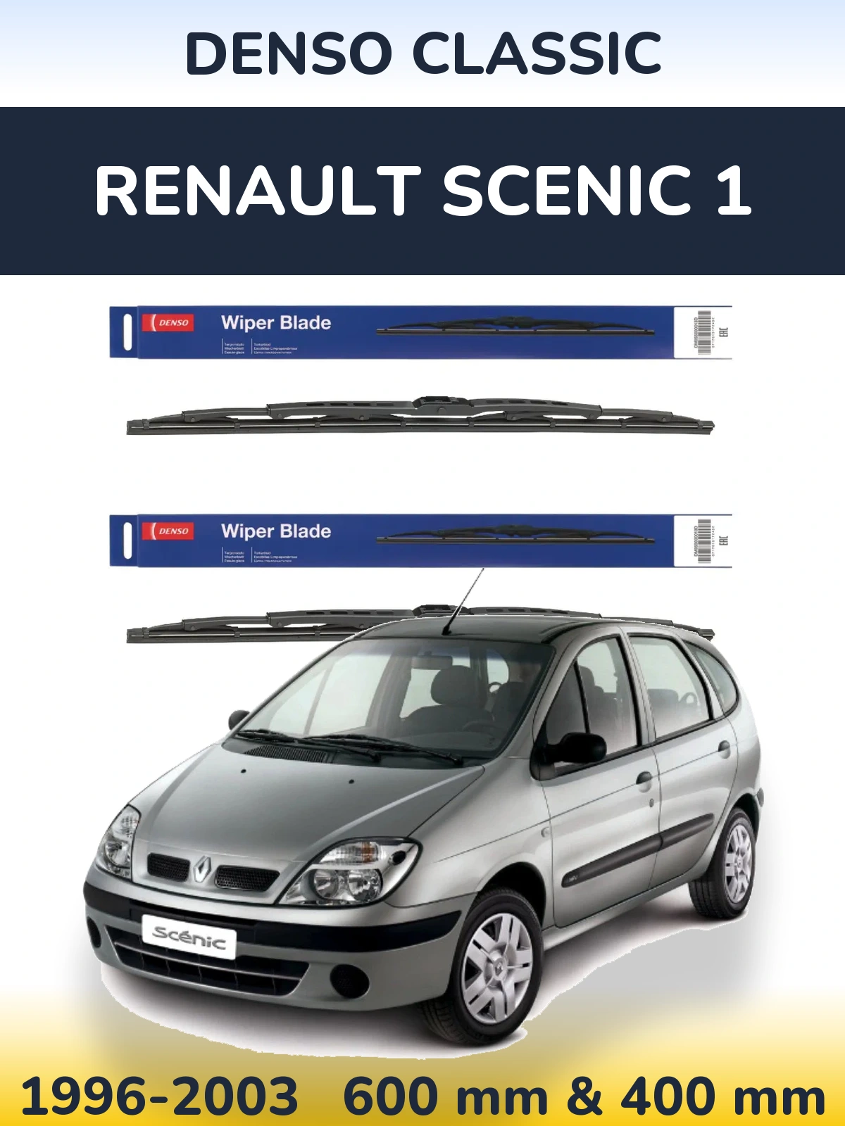Sada předních stěračů Denso Classic 600 a 400 mm pro Renault Scenic 1 1996-2003