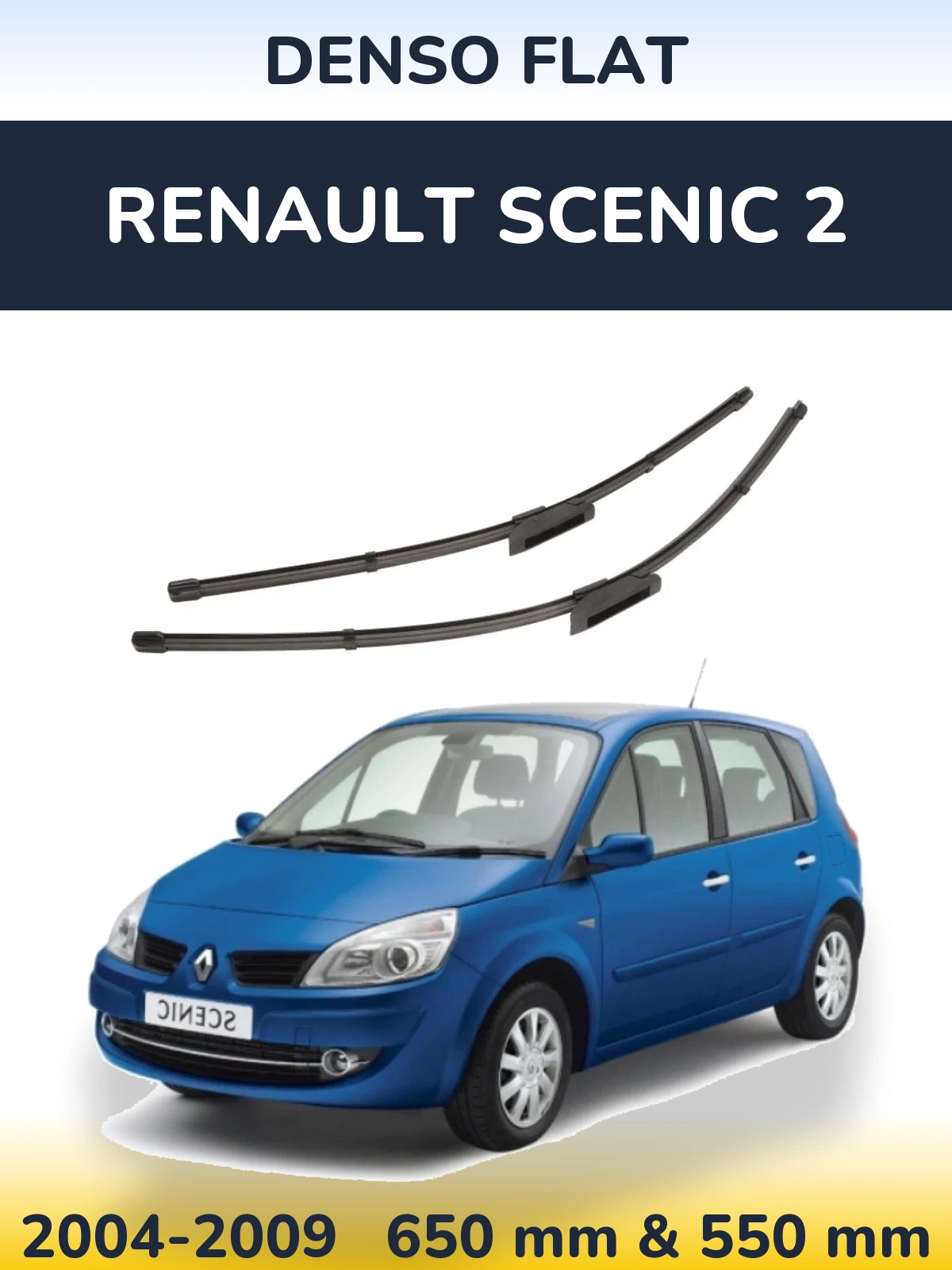Sada předních stěračů Denso Flat 650 a 550 mm pro Renault Scenic 2 2004-2009