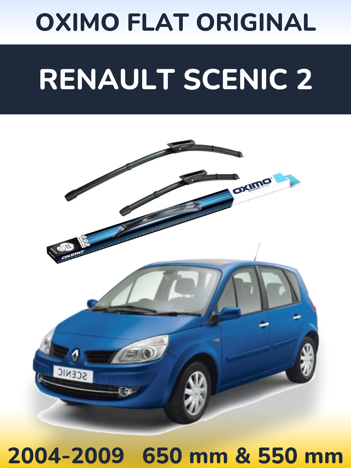 Sada předních stěračů Oximo Flat Original 650 a 550 mm pro Renault Scenic 2 2004-2009