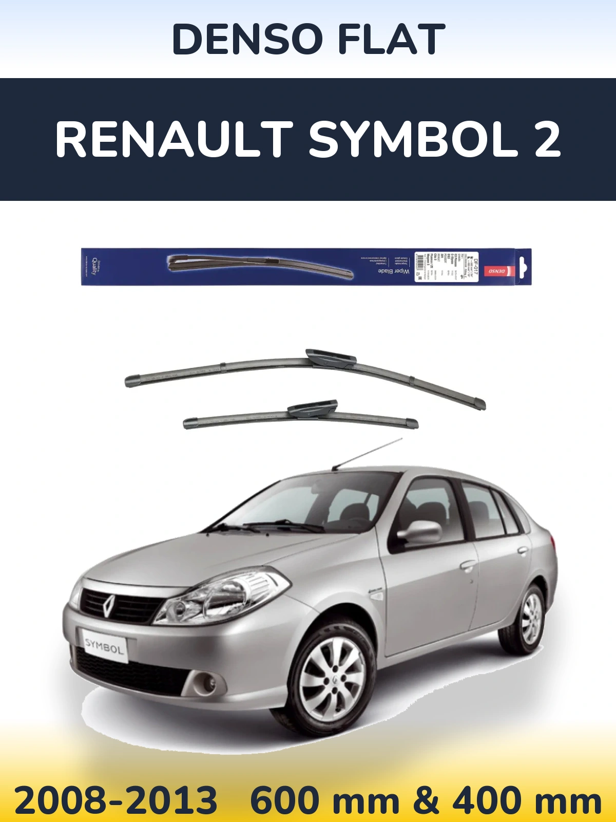 Sada předních stěračů Denso Flat 600 a 400 mm pro Renault Symbol 2 2008-2013