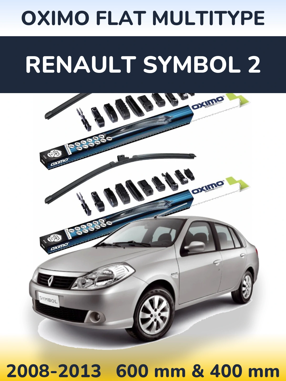 Sada předních stěračů Oximo Flat MultiType 600 a 400 mm pro Renault Symbol 2 2008-2013