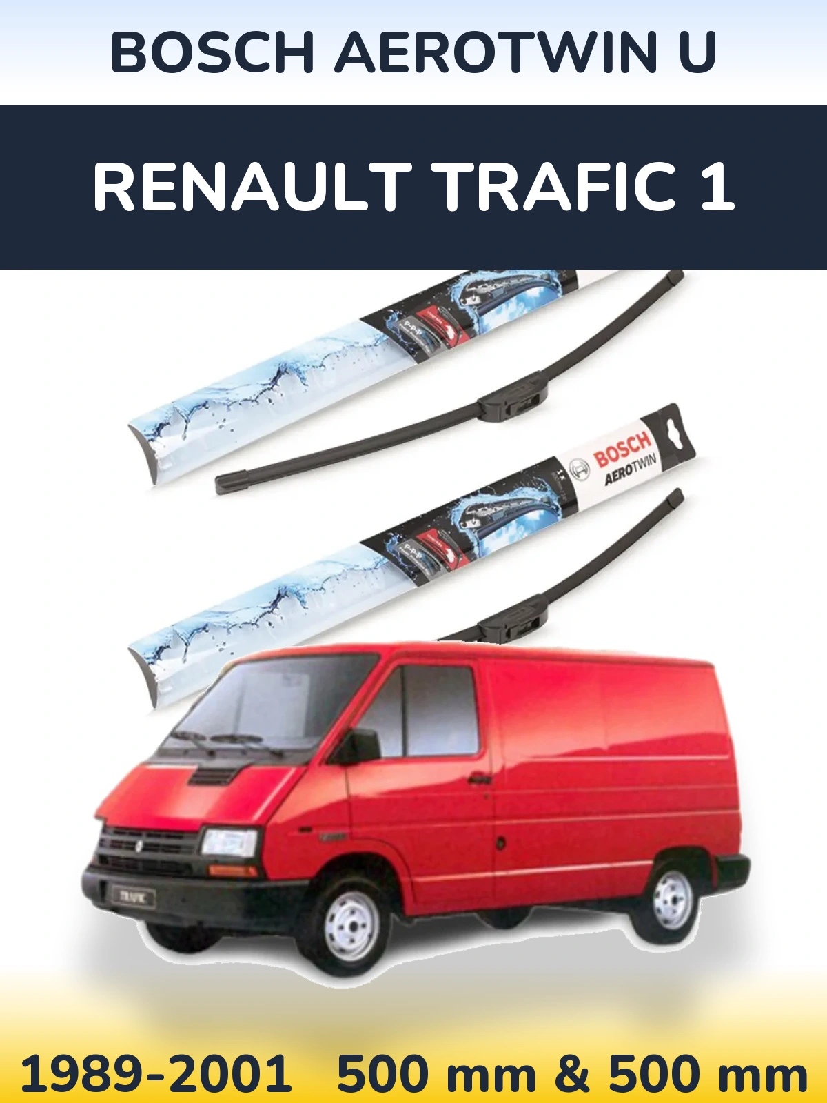 Комплект передніх щіток BOSCH AeroTwin U 500 & 500 мм для Renault Trafic 1 1989-2001