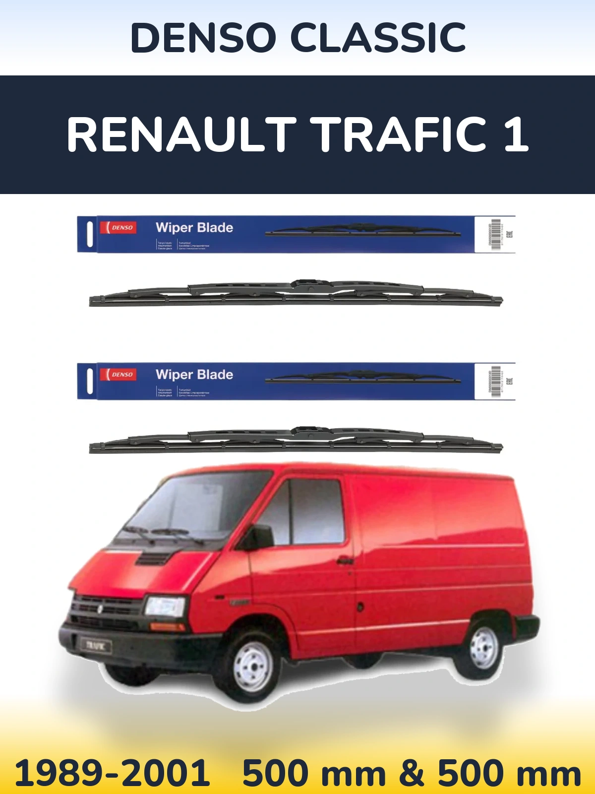 Sada předních stěračů Denso Classic 500 a 500 mm pro Renault Trafic 1 1989-2001