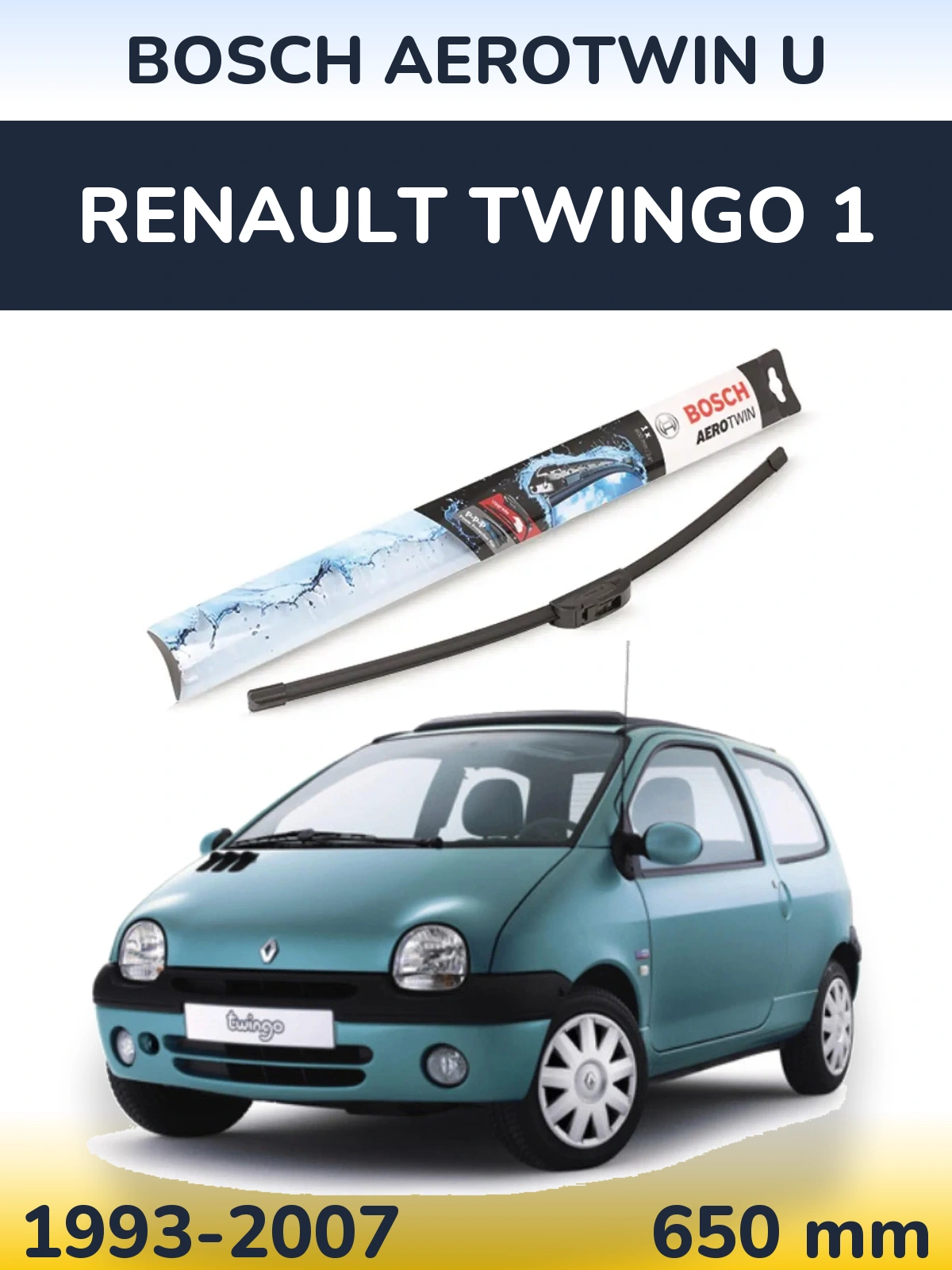 Přední stěrač BOSCH AeroTwin U 650 mm pro Renault Twingo 1 1993-2007