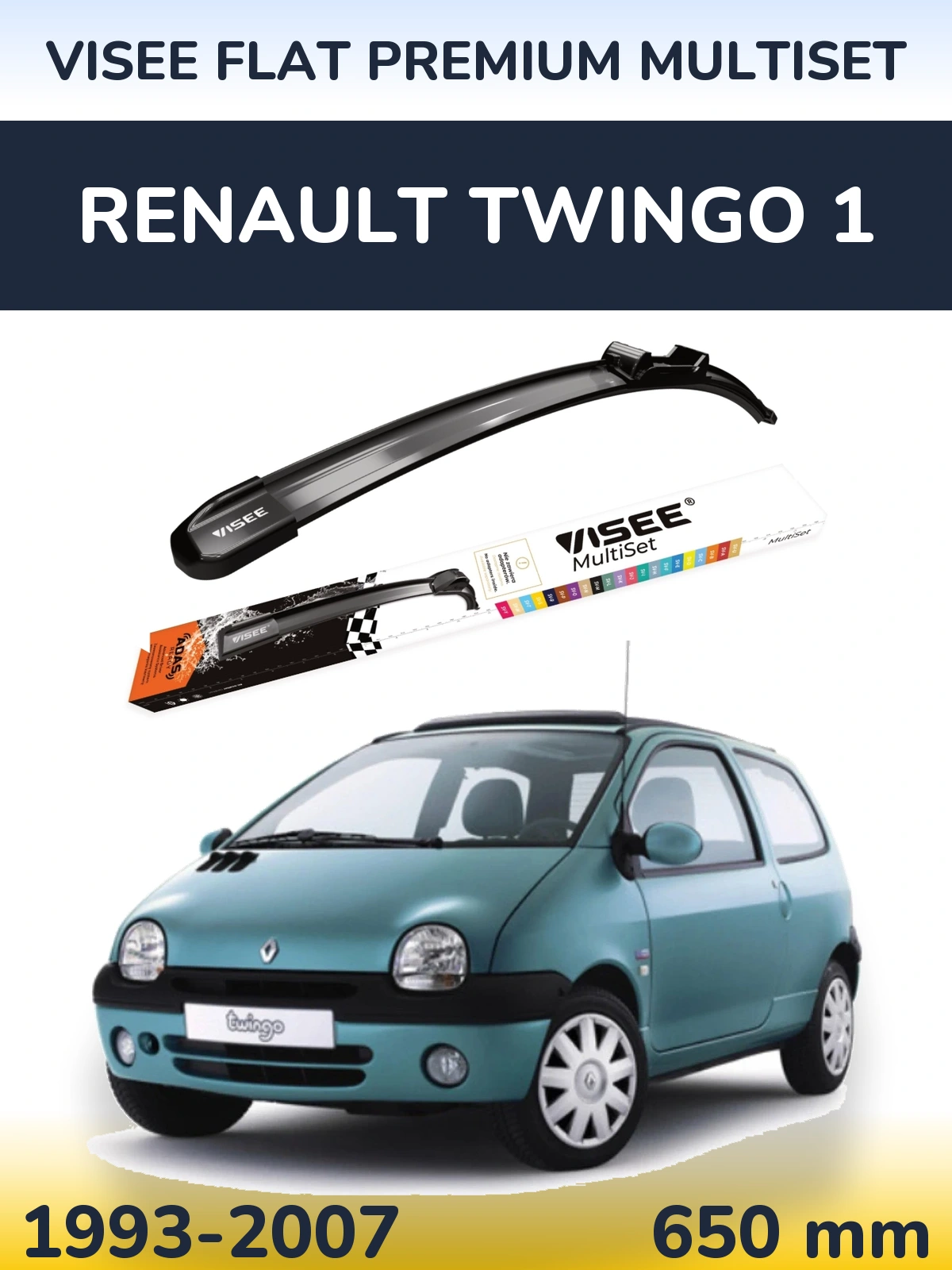 Přední stěrač VISEE FLAT PREMIUM MultiSet 650 mm pro Renault Twingo 1 1993-2007