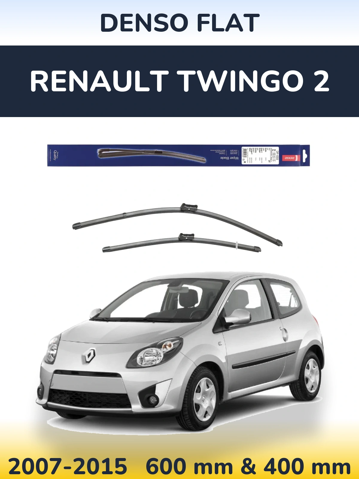 Sada předních stěračů Denso Flat 600 a 400 mm pro Renault Twingo 2 2007-2015