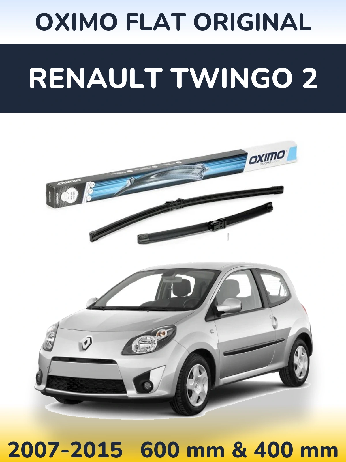 Sada předních stěračů Oximo Flat Original 600 a 400 mm pro Renault Twingo 2 2007-2015