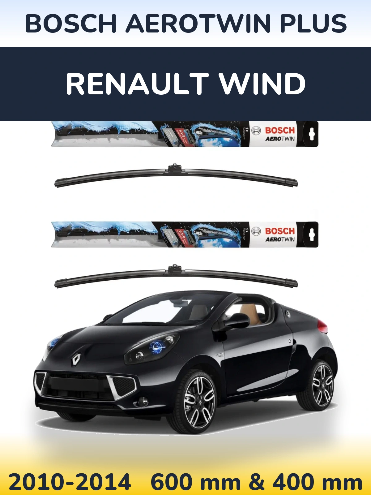 Sada předních stěračů BOSCH AeroTwin Plus 600 a 400 mm pro Renault Wind 2010-2014