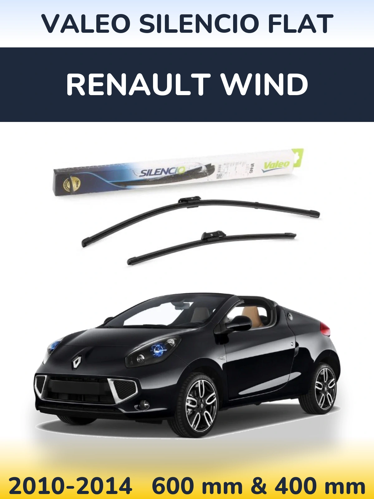 Sada předních stěračů Valeo Silencio Flat 600 a 400 mm pro Renault Wind 2010-2014