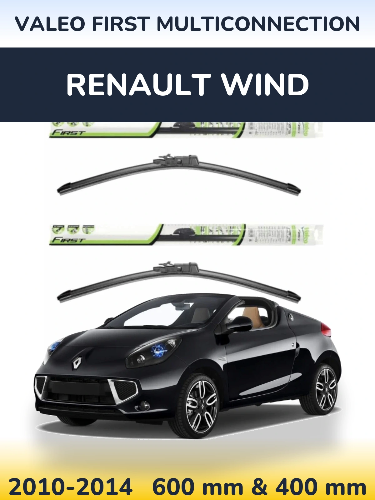 Sada předních stěračů Valeo First MultiConnection 600 a 400 mm pro Renault Wind 2010-2014