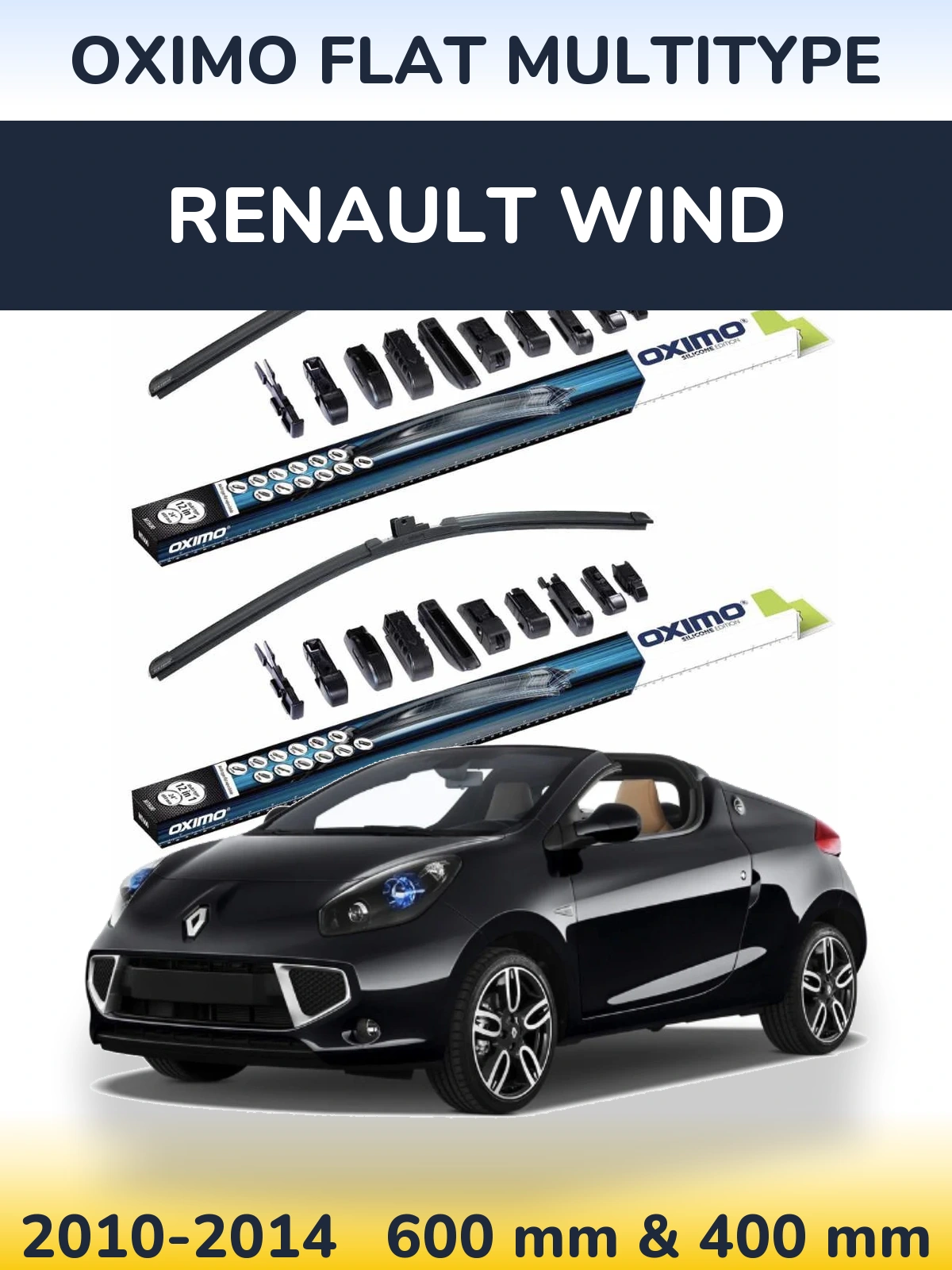 Комплект передніх щіток Oximo Flat MultiТипe 600 & 400 мм для Renault Wind 2010-2014